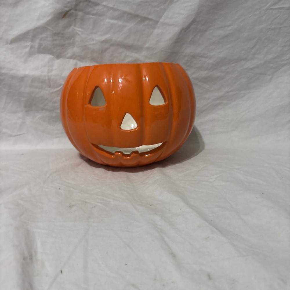 VTG 1970's Ceramic Jack-O-Lantern Pumpkin Light Up Mold Halloween Decor No Lid